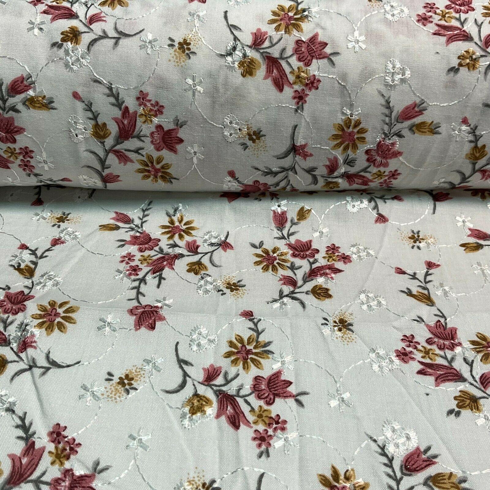 Broderie Anglaise floral Summer Floral Printed Dress fabric 100m wide M1569