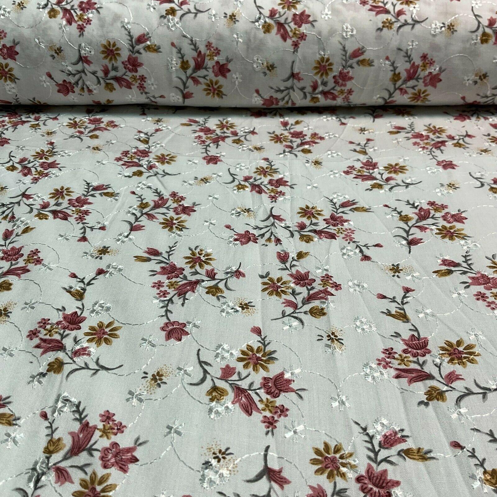 Broderie Anglaise floral Summer Floral Printed Dress fabric 100m wide M1569