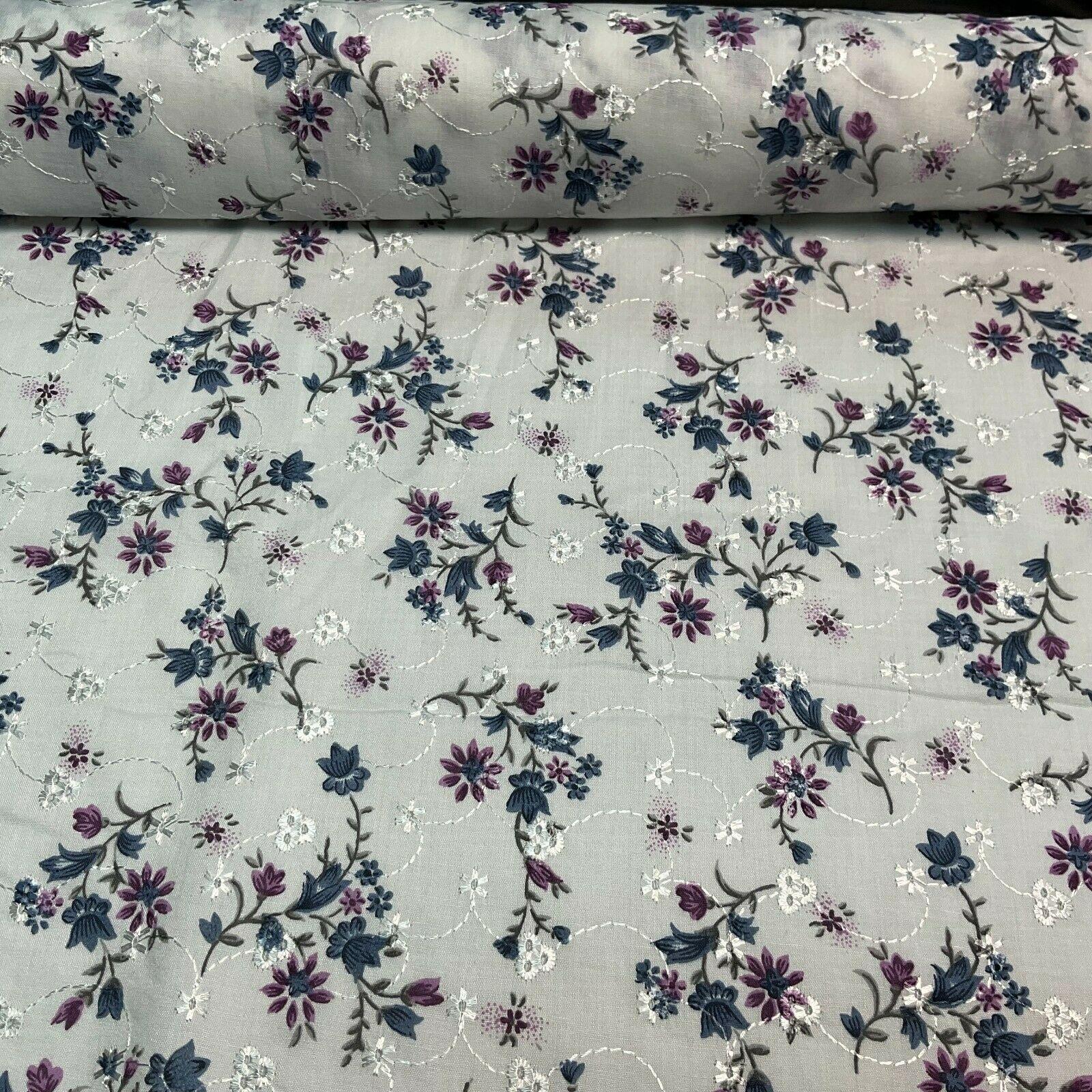 Broderie Anglaise floral Summer Floral Printed Dress fabric 100m wide M1569