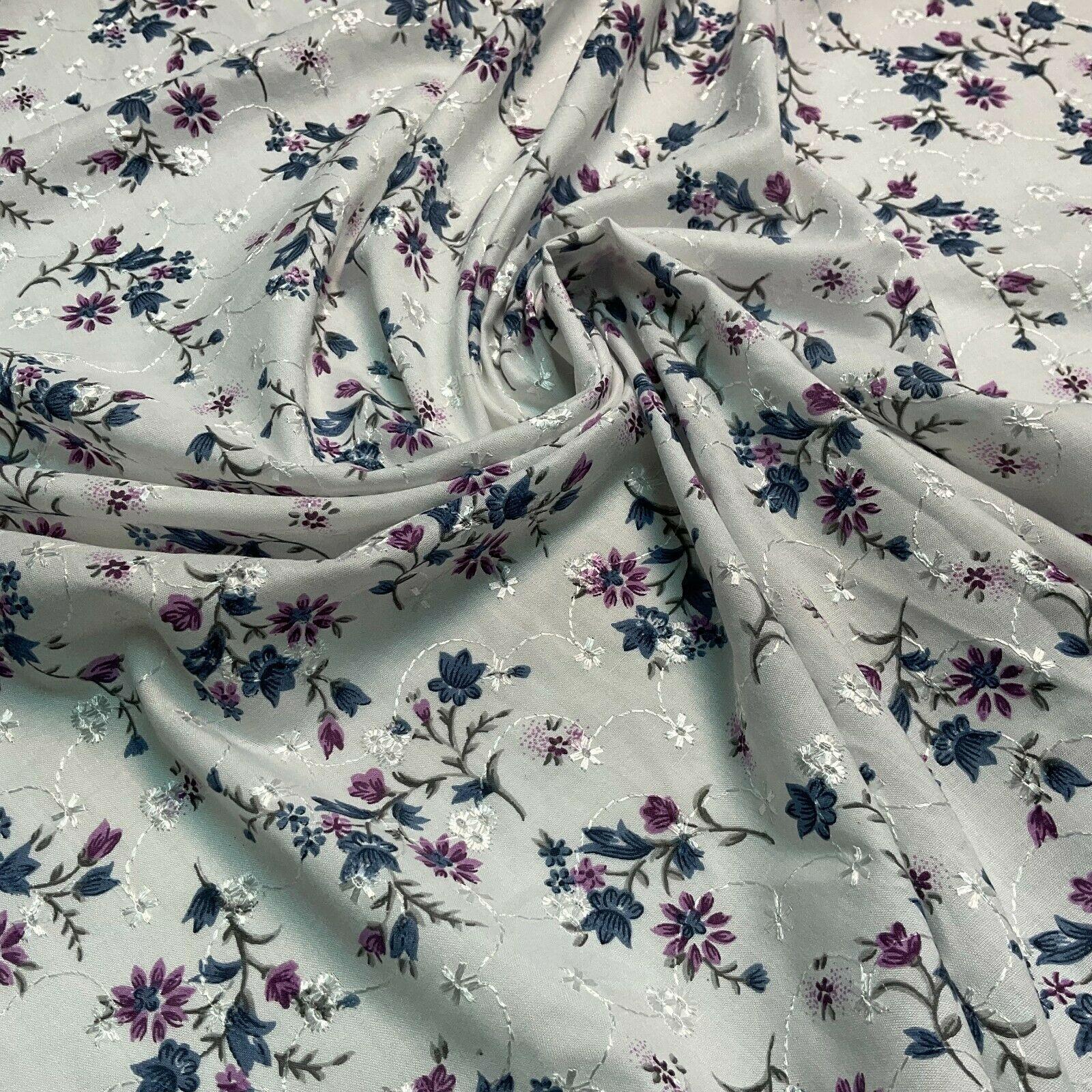 Broderie Anglaise floral Summer Floral Printed Dress fabric 100m wide M1569