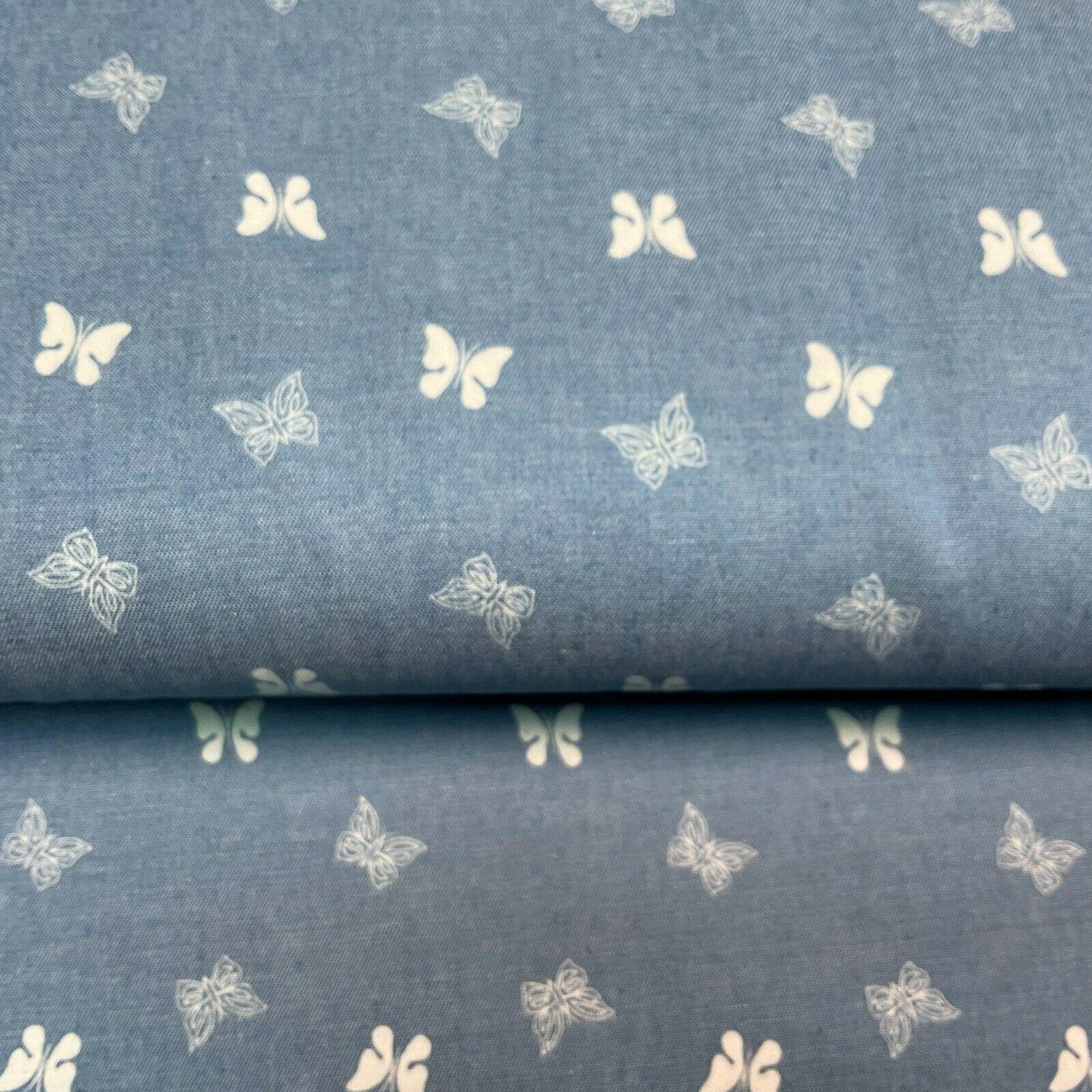 Printed 100% Cotton Chambray Denim Mixed Designs Dress Fabric 147cm M1604