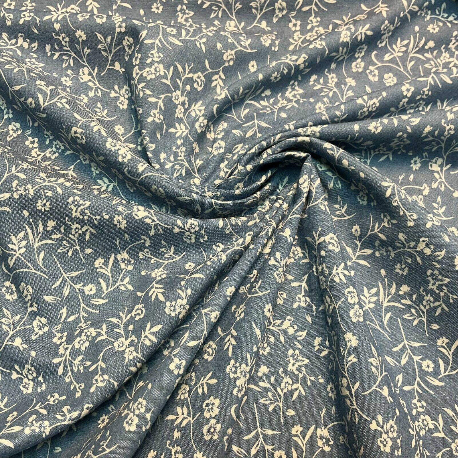 Printed 100% Cotton Chambray Denim Mixed Designs Dress Fabric 147cm M1604